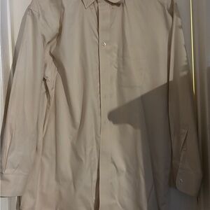 Gold Label Round tree & Yorke Beige Button-Up Dress Shirt Mens Size 16/33 Large